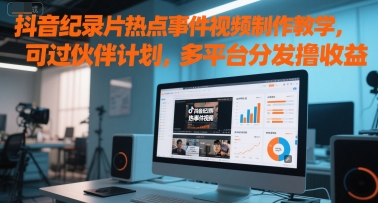 抖音纪录片热点事件视频制作教学，可过伙伴计划，多平台分发撸收益-网创资源总站