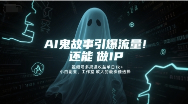 AI鬼故事引爆流量，还能做IP，视频号多渠道收益单日1k+，小白副业、工作室放大的最佳选择-网创资源总站