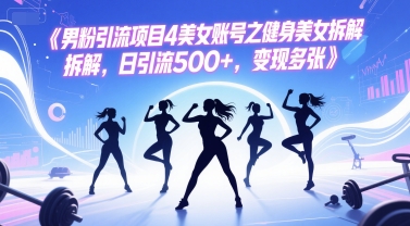 男粉引流项目4美女账号之健身美女拆解，日引流500+，变现多张-网创资源总站