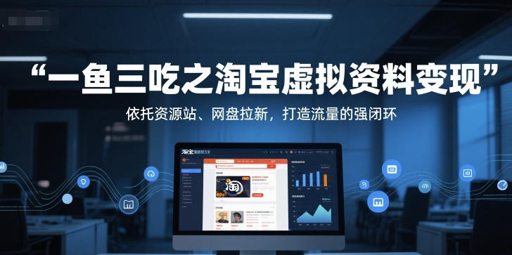 一鱼三吃之淘宝虚拟资料变现，依托资源站、网盘拉新，打造流量的强闭环-网创资源总站