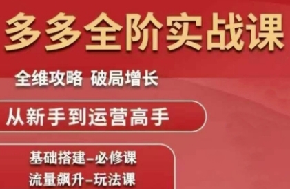 拼多多全阶实战课程，全维攻略，破局增长，从新手到运营高手-网创资源总站
