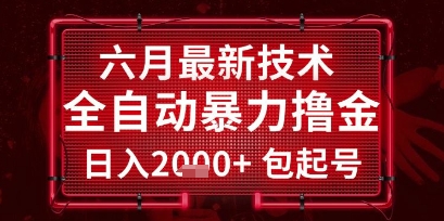 六月最新技术全自动暴力撸金，稳定日入2k+包起号，长期稳定【揭秘】-网创资源总站