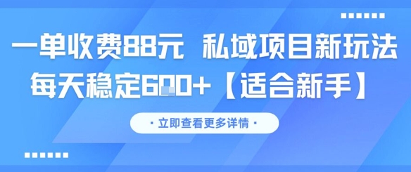 一单收费88元 私域项目新玩法 每天稳定6张+【适合新手】-网创资源总站