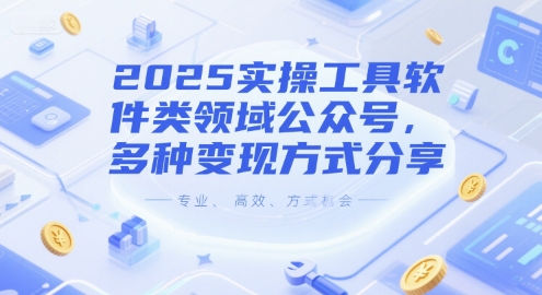 2025实操工具软件类领域公众号，多种变现方式分享-网创资源总站