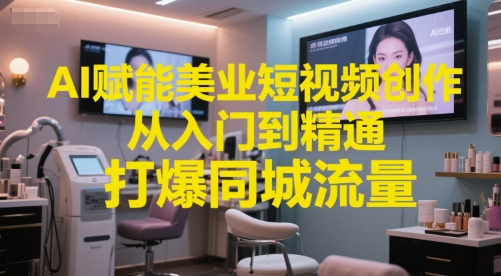 AI赋能美业短视频创作，从入门到精通，打爆同城流量，超级AI工具短视频实操落地-网创资源总站