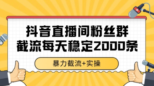 抖音直播间粉丝群暴力截流，一台电脑每天稳定2000条数据【揭秘】-网创资源总站