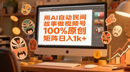 用AI自动民间故事做视频号，100%原创，矩阵日入1k+-网创资源总站