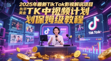 2025年最新TikTok影视解说项目，新手也能挣美金，TK中视频计划保姆级教程-网创资源总站