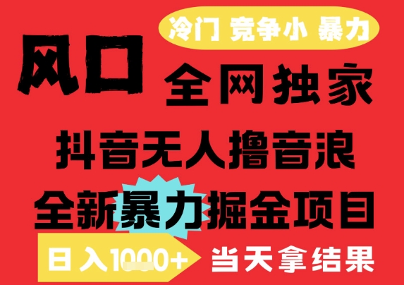 25年6月高爆抖音无人直播最新撸音浪掘金项目，解放双手小白可做，无脑日入1k+，门槛低【揭秘】-网创资源总站