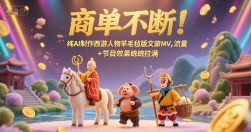商单不断！纯AI制作西游人物羊毛毡版文旅MV，流量+节目效果统统拉满-网创资源总站