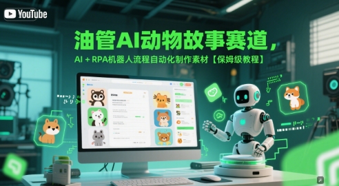 油管AI动物故事赛道，AI+RPA机器人流程自动化制作素材【保姆级教程】-网创资源总站