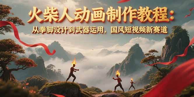 火柴人动画制作教程：从拳脚设计到武器运用，国风短视频新赛道-网创资源总站