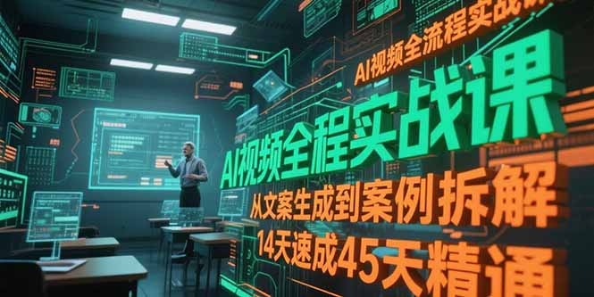 AI视频全流程实战课，从文案生成到案例拆解，14天速成45天精通-网创资源总站