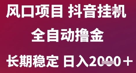 风口项目，六月最新玩法抖音无人挂G，全自动撸金，长期稳定 日入2k+【揭秘】-网创资源总站