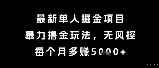 最新单人掘金项目，暴力撸金玩法，无风控，每个月多挣5k+【揭秘】-网创资源总站