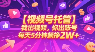 【视频号托管 】我出视频，你出账号，每天5分钟发布，最高躺挣2W+【揭秘】-网创资源总站
