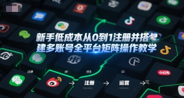 新手低成本从0到1注册并搭建多账号全平台矩阵操作教学，手机号-邮箱-IP-工具-网创资源总站
