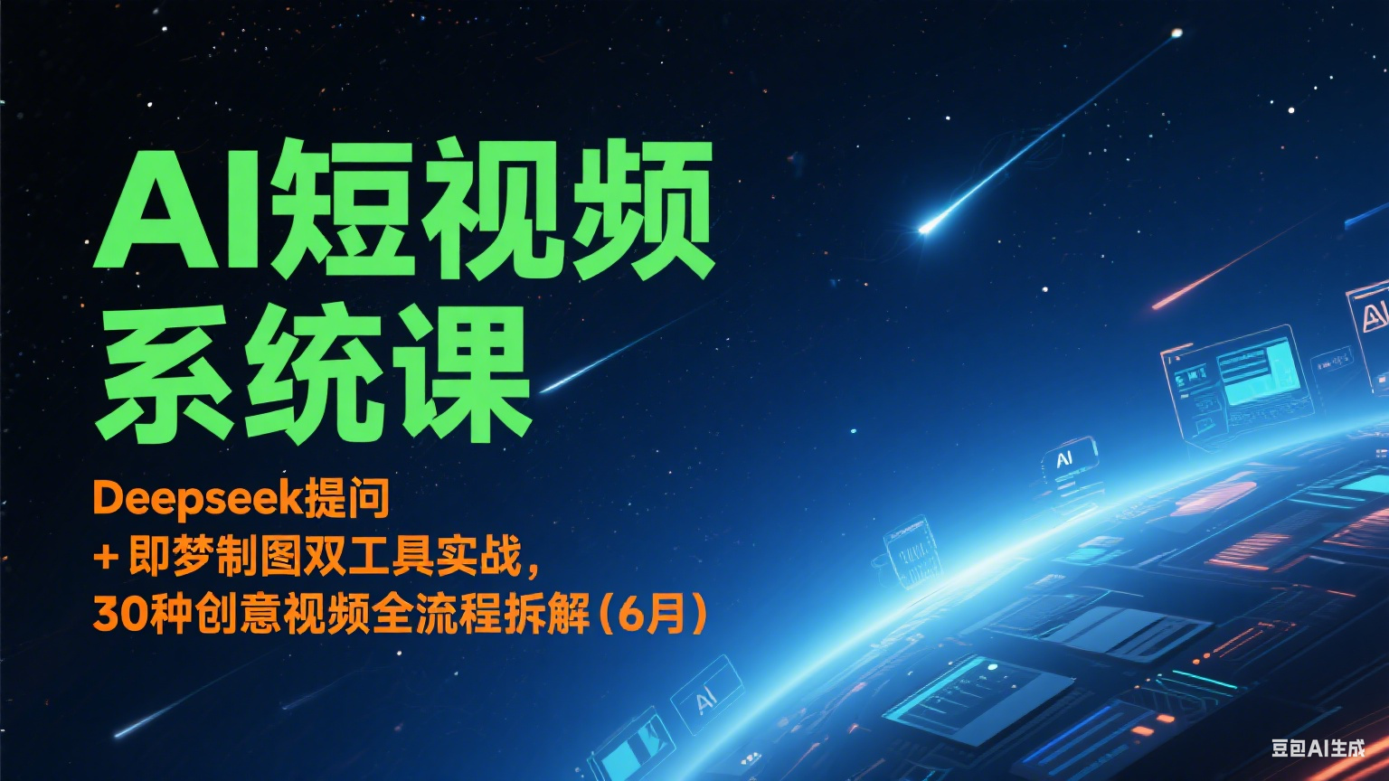 AI短视频系统课：Deepseek提问 + 即梦制图双工具实战，30种创意视频全流程拆解(6月)-网创资源总站