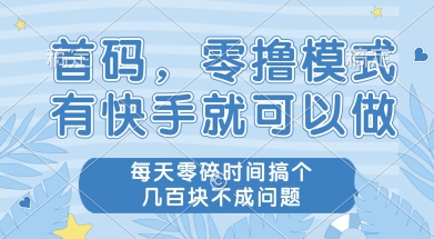 首码零撸项目，有快手就可以做，每天业务时间搞个几张不是问题【揭秘】-网创资源总站