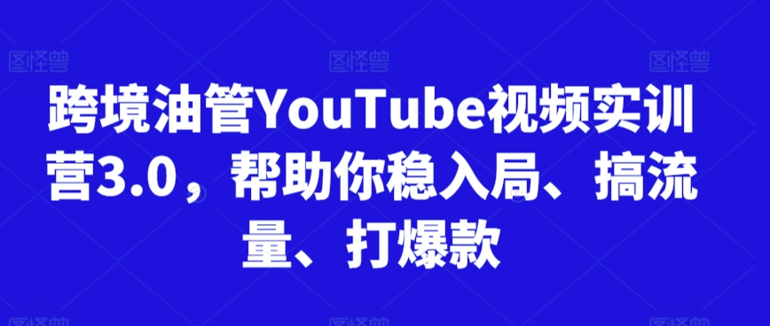 跨境油管YouTube视频实训营3.0，帮助你稳入局、搞流量、打爆款(更新2025)-网创资源总站