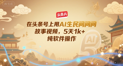 在头条号上用AI生民间故事视频，5天1k+，纯软件操作-网创资源总站