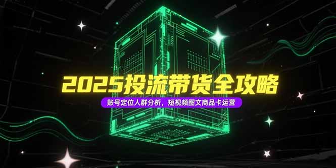 2025投流带货全攻略，账号定位人群分析，短视频图文商品卡运营-网创资源总站
