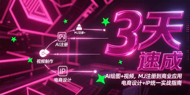 3天速成AI绘图+视频，MJ注册到商业应用，电商设计+IP统一实战指南-网创资源总站