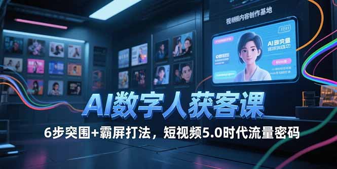 AI数字人获客课，6步突围+霸屏打法，短视频5.0时代流量密码-网创资源总站