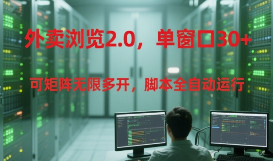 外卖浏览2.0，单窗口30+可矩阵无限多开，脚本全自动运行【揭秘】-网创资源总站