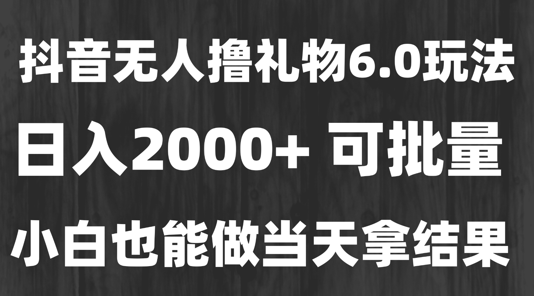最新风口暴力撸金技术，无人撸礼物，长期稳定 一天收益2000+，小白当天…-网创资源总站