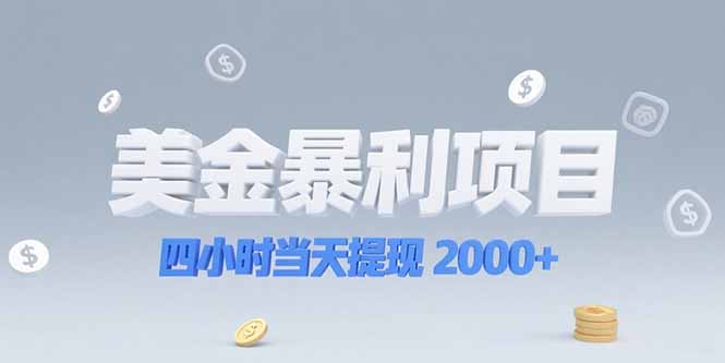 美金暴利项目，四小时当天提现 2000+机会留给会选赛道的人-网创资源总站