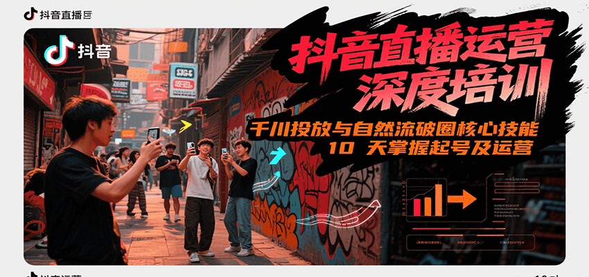 抖音直播运营深度培训，千川投放与自然流核心技能，10天掌握起号及运营(6-7月新课)-网创资源总站