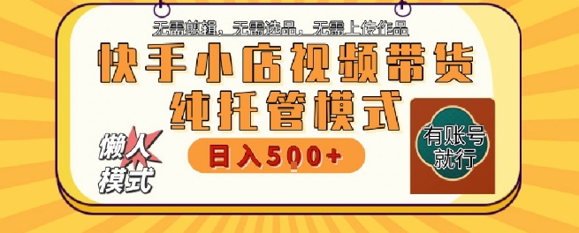 快手小店托管代运营，无需剪辑，无需选品，无需上传作品，全程无需操作，轻松月入5k+【揭秘】-网创资源总站