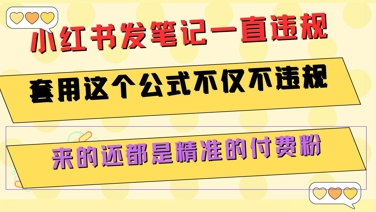 小红书发笔记一直违规，套用这个公式不仅不违规，来的还都是精准的付费粉-网创资源总站