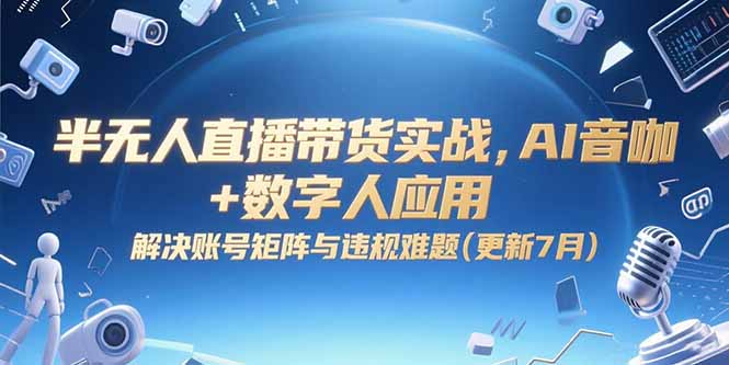 半无人直播带货实战，AI音咖+数字人应用 解决账号矩阵与违规难题(更新7月-网创资源总站