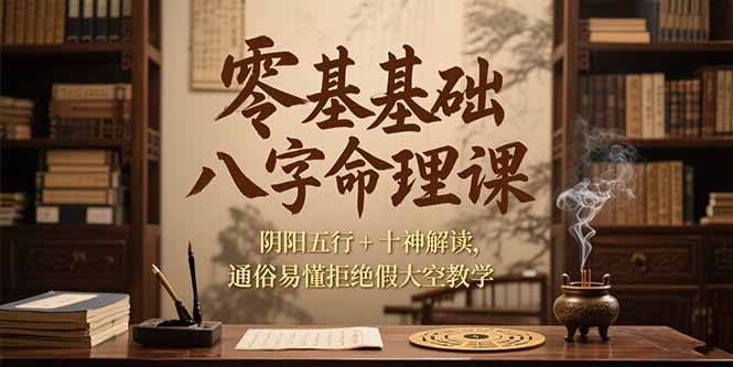 零基础八字命理课，阴阳五行+十神解读，通俗易懂拒绝假大空教学-网创资源总站