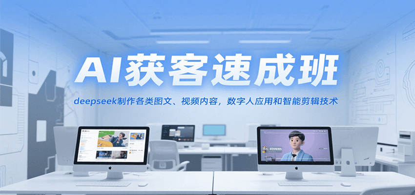 AI获客速成班，deepseek制作各类图文、视频内容，数字人应用和智能剪辑技术-网创资源总站