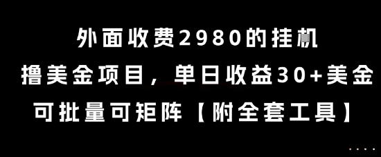 外面收费2980的挂G撸美金项目，单日收益30+美金，可批量可矩阵【揭秘】-网创资源总站
