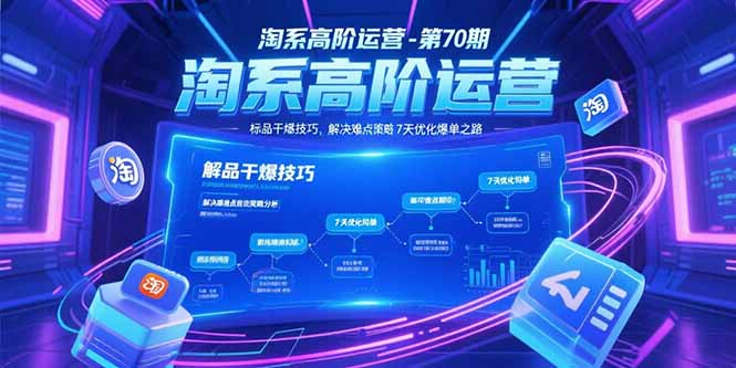 淘系高阶运营-第70期，标品干爆技巧，解决难点策略，大佬操盘方法-网创资源总站