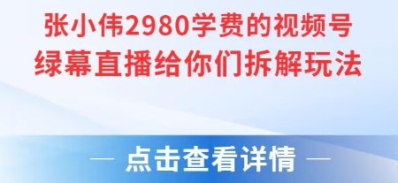 张小伟2980付费额视频号绿幕直播给你们拆解玩法-网创资源总站