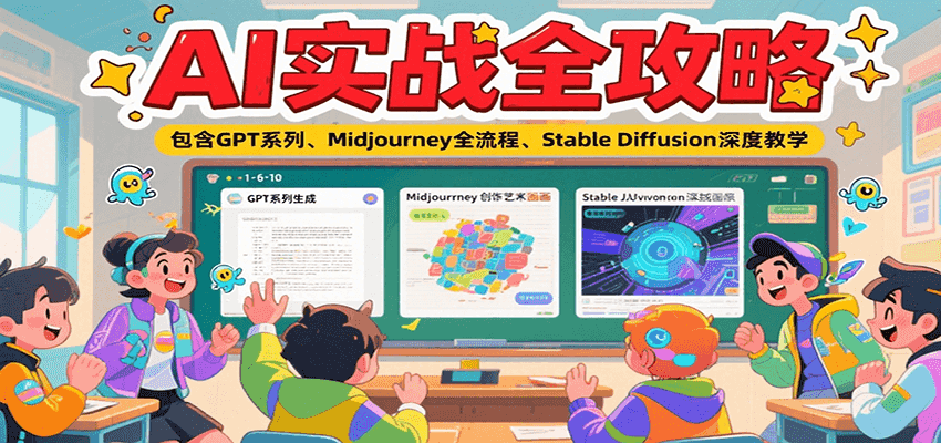AI实战全攻略，包含GPT系列、Midjourney全流程、Stable Diffusion深度教学-网创资源总站