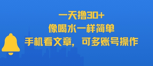 一天撸30+，像喝水一样简单，手机看文章，可多账号操作-网创资源总站