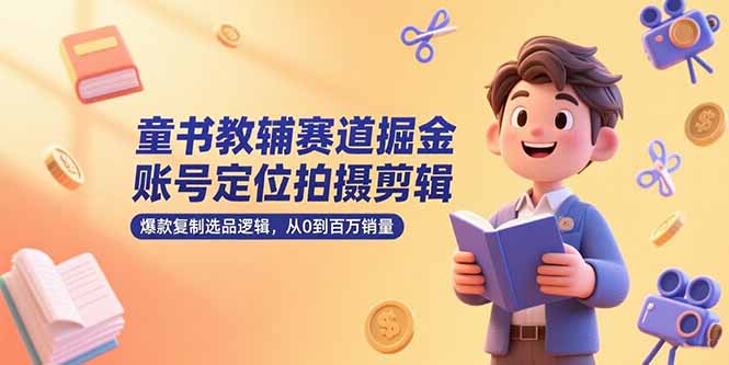 童书教辅赛道掘金，账号定位拍摄剪辑，爆款复制选品逻辑，从0到百万销量-网创资源总站