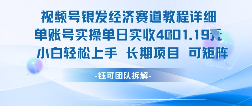 视频号银发经济赛道单账号实操单日实收1k+，小白轻松上手长期项目-网创资源总站