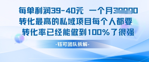 每单利润40一个月7k+转化最高的私域项目，每个人都要的产品转化率已经能做到100%-网创资源总站