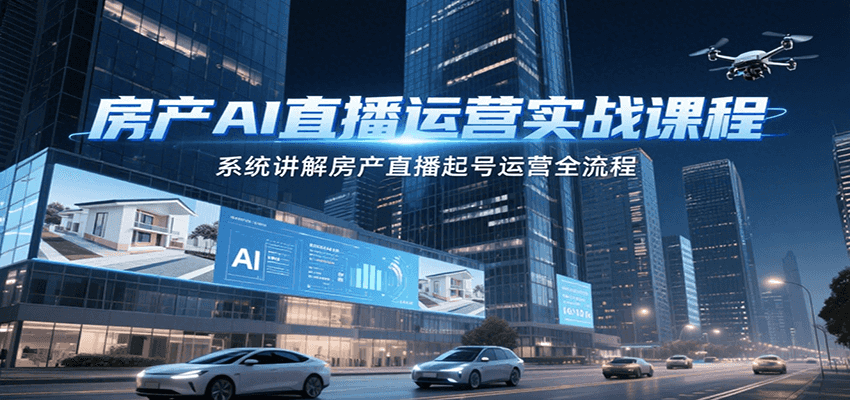 房产AI直播运营实战课程，系统讲解房产直播起号运营全流程-网创资源总站