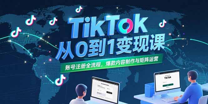 TikTok从0到1变现课，账号注册全流程，爆款内容制作与矩阵运营-网创资源总站