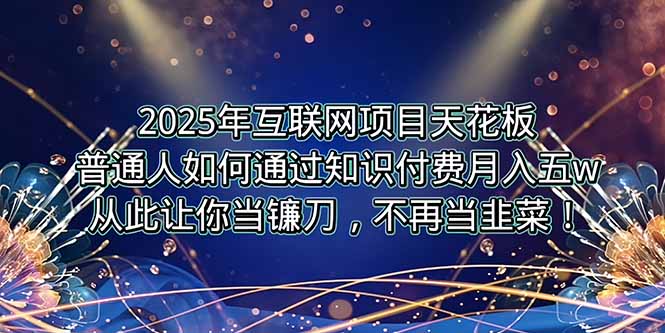 2025年互联网项目天花板，普通人如何通过卖项目实现逆风翻盘，月入5W＋！-网创资源总站
