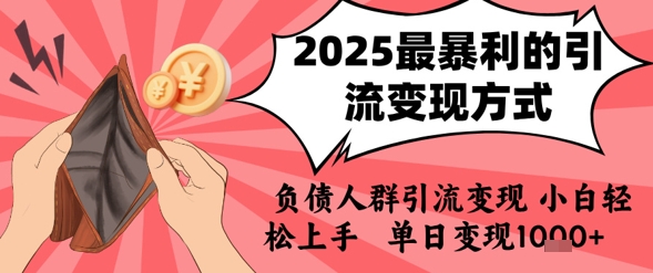 2025年最暴利的引流变现方式，负债人群引流变现，小白轻松上手，日入1k-网创资源总站
