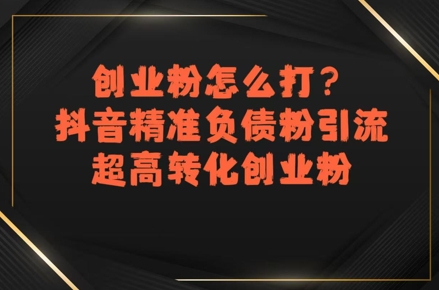 创业粉怎么打？抖音精准负债粉引流，超高转化创业粉-网创资源总站